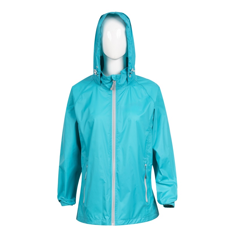 Factory Direct Women Lightweight Hooded Windbreaker Jacket Color Blue Drawstring Smooth Zipper Ladies Rain Coat – Raincoat and Rain Jacket price