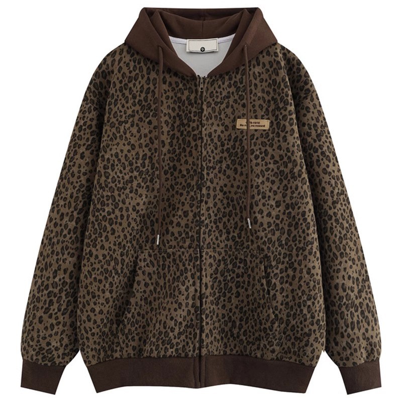 Ladys Leopard Print Compound Knit Jacket with Fixed Hoody – Ladys Knit Jacket and Leopard Print Jacket with Hoody price