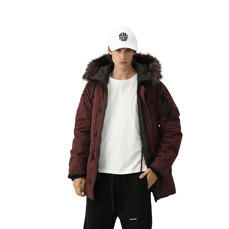 Men Long Jacket Woven Windproof Outdoor Thick Parka with Puff – Jacket and Clothing price
