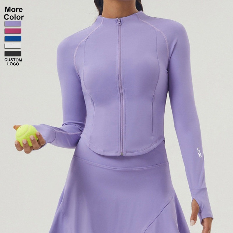 Slim Standing-Collar Full-Zipper Yoga Jacket Running Long-Sleeve Casual Sports Coat for Women – Yoga and Gym price