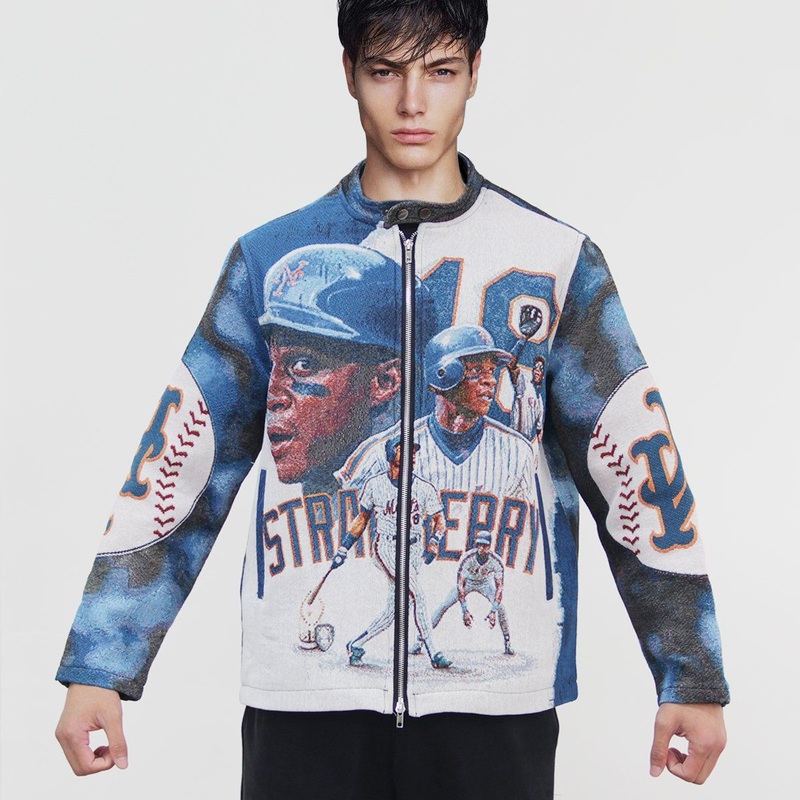 Tapestry Clothing Factory Custom Baseball Superstars Streetwear Tapestry Jacket Men Jacquard Hip Hop Zipper Tapestry Jackets – Tapestry Jacket and Tapestry Jacket Custom price