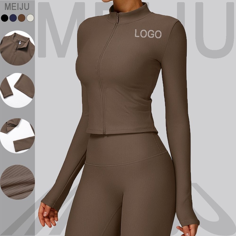Threaded Stand-up Collar Slimming Yoga Jacket Women Outdoor Windproof Sports Jacket – Long-Sleeve Sports Jacket and Yoga Jacket price