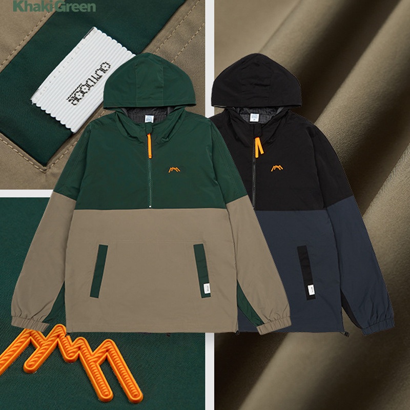 100%Polyester Khaki Green Series Mountain Style Contrast Panel Menswear Outdoor Pullover Coat – Mens Jackets and Plus Size Mens Jackets price