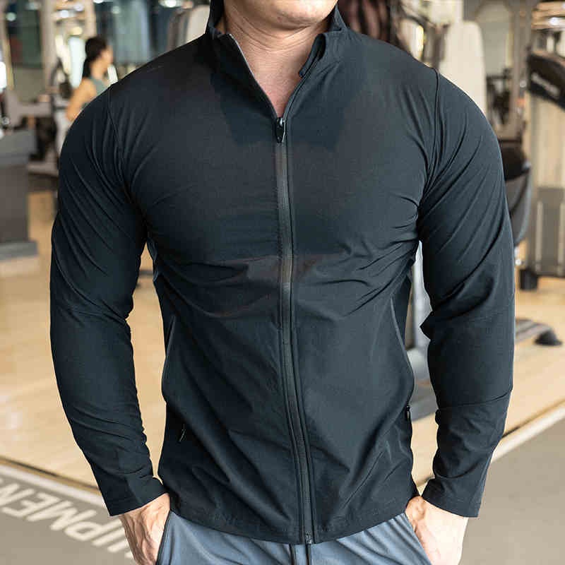 90% Nylon 10% Spandex Full Zipper Collar Jacket Customized Logo Long Sleeve Tshirt for Men – Jackets and Jacket price