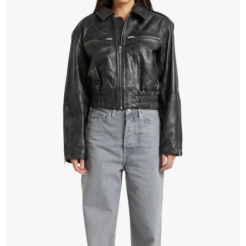 Classic Zip-up Leather Jacket of Women – Outdoor and Jacket price