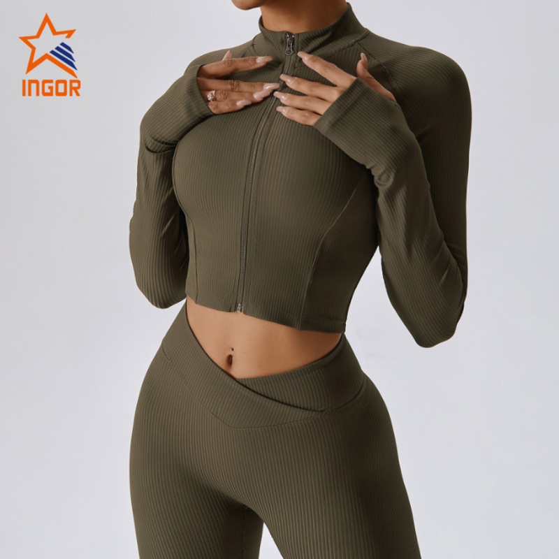 Ingor Sportswear Fitness Apparel Manufacturers Custom Activewear Ladies Clothing Quick-Drying Long-Sleeved Yoga Zipper Jacket, Running Gym Workout Athletic Wear – Apparel and Clothing price