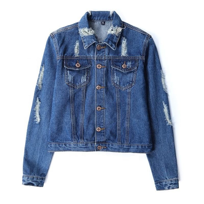 Ladies Denim Jacket Frayed Loose Denim Jacket – Loose Denim Jacket and Ladies Denim Jacket price