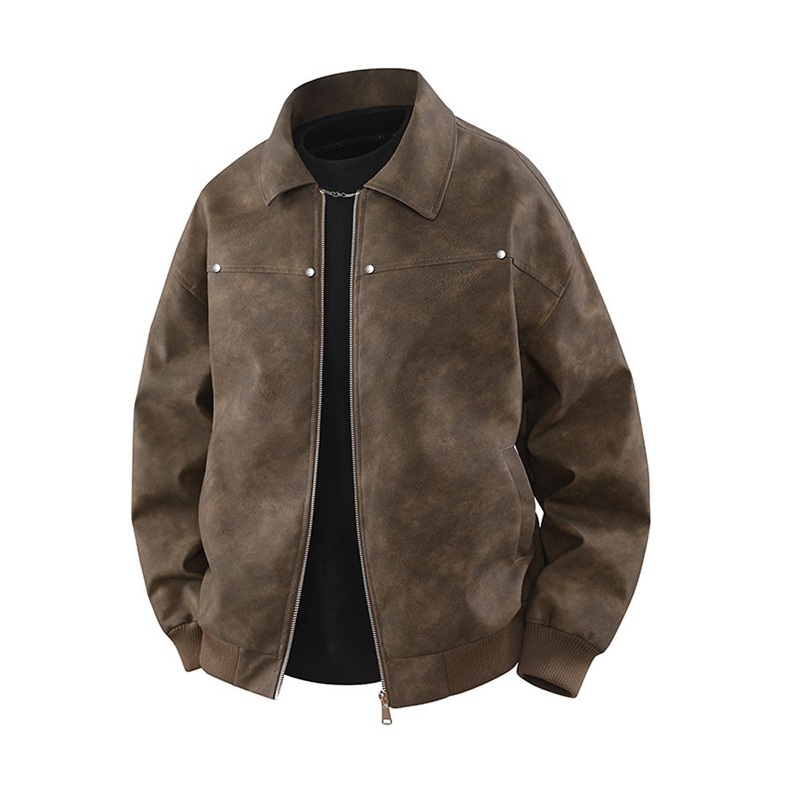 Stylish Youth PU Leather Jacket Slim Stand Collar Business Casual Outerwear Coat – Leather Jacket and Slim Fit Blazer price