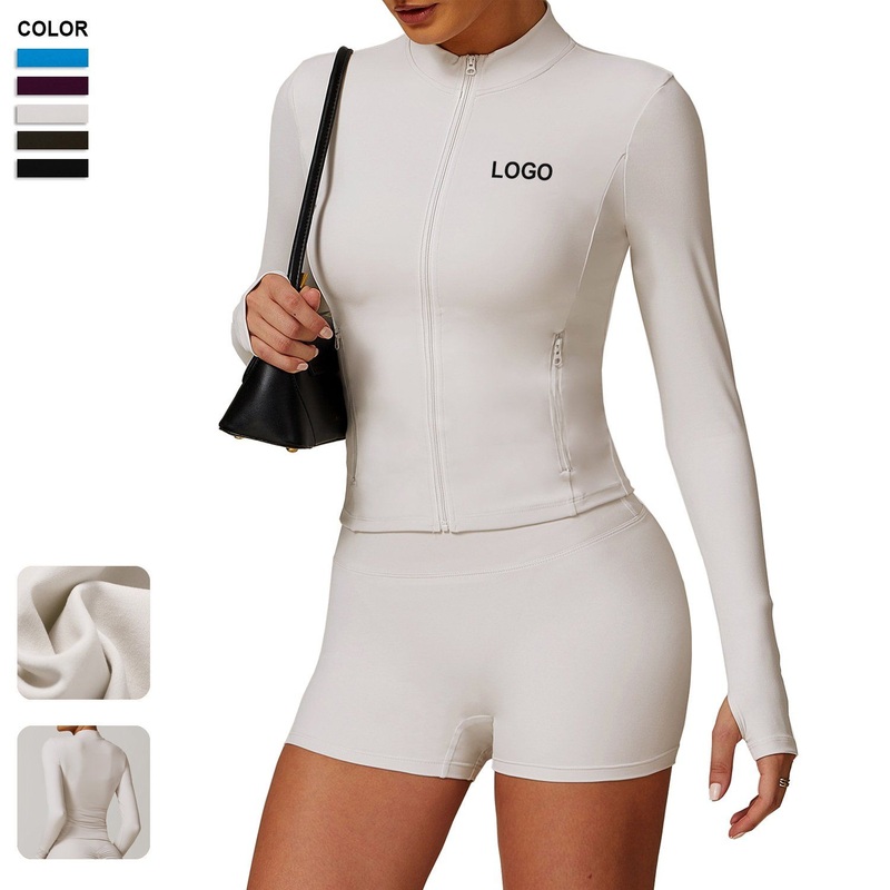 Wholesale Fashion Fitness Full-Zipper Long-Sleeve Quick-Dry Sports Jacket with Pocket – Yoga and Gym price