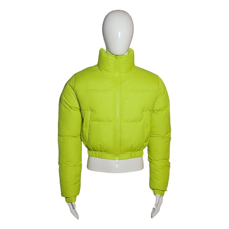 Winter Fall New Fashion Yellow Casual Quilted Down Coat Women Custom Logo Printed Cotton Puffer Jacket – Puffer Jacket and Down Coat price