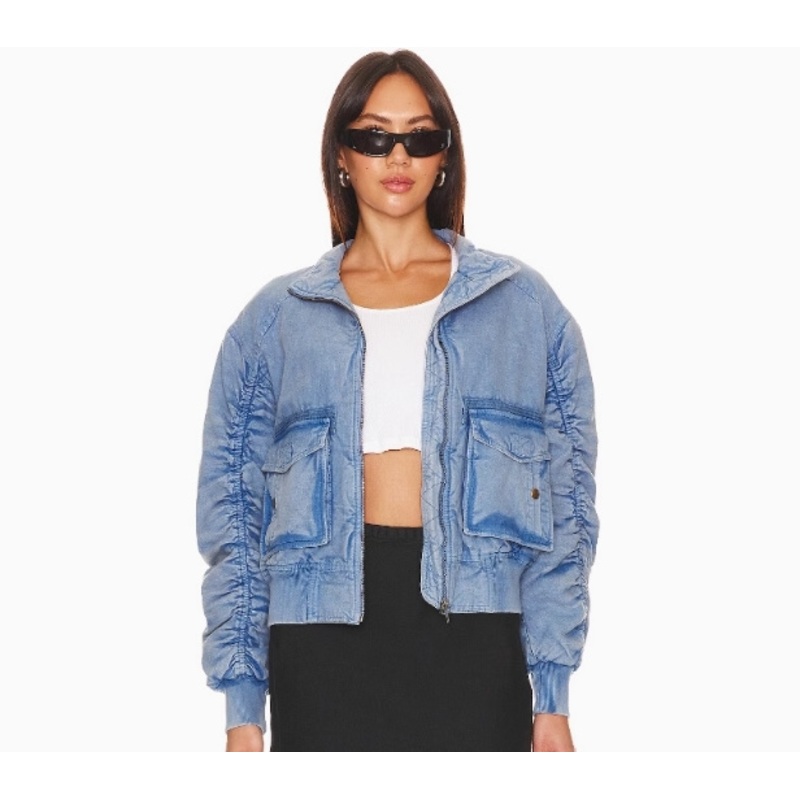 Women Vintage Ruffled with Two Side Big Pockets Denim Jacket – Jacket with Zipper and Shorter Jacket price
