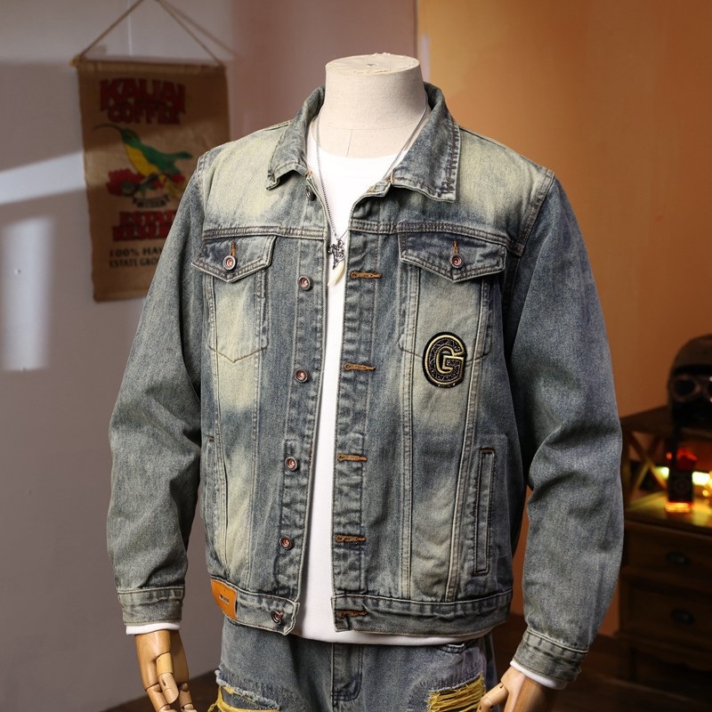 2024 New Motorcycle Style Embroidered Jacket Mens Denim Jacket Top – Outdoor Tactical Jacket and Flared Sweatpants price