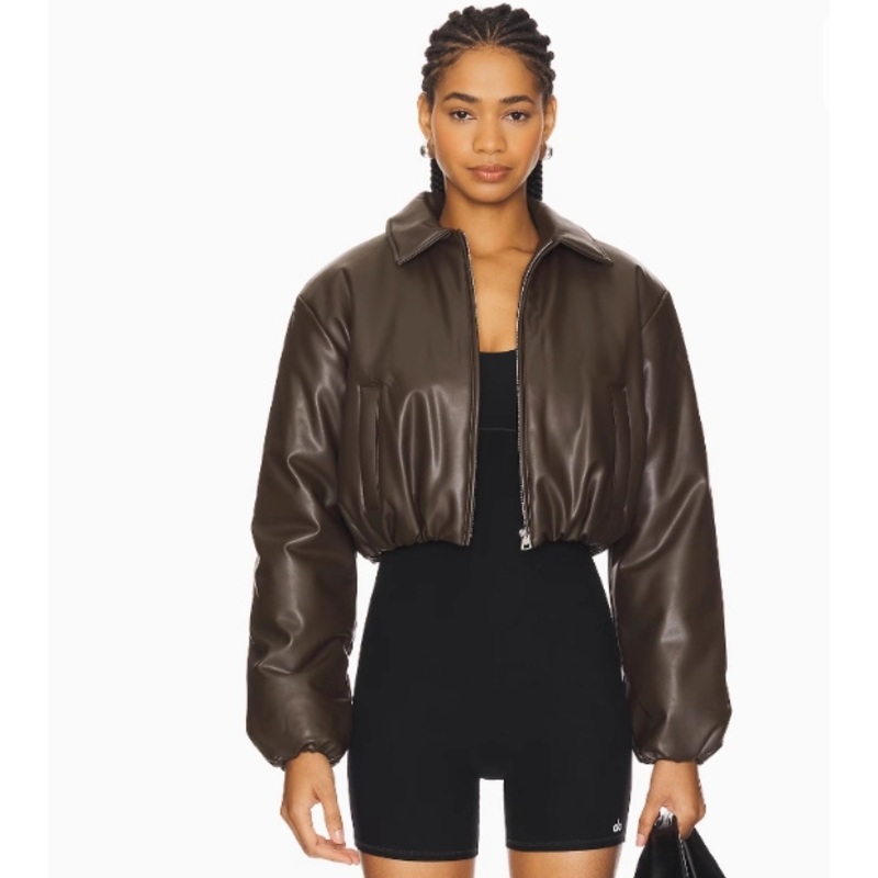 Brown Long Sleeve Short Puffer Jacket for Women – Zipper with Jacket and Side Pockets with Jacket price