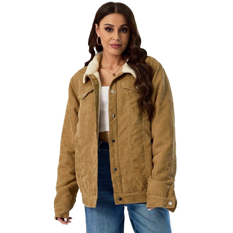 Custom Casual Warm Plus Size Distressed Long Sleeve Women Corduroy Jacket – Corduroy Jacket and Women Jacket price