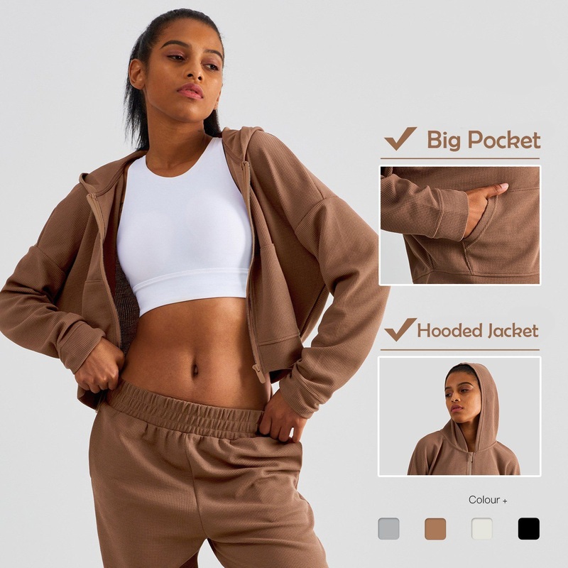 Custom Logo Soft Long Sleeve Winter Jacket Woman Running Training Workout Top Zip up Hooded Jacket Coat for Women – Hooded Jacket and Winter Jacket Woman price