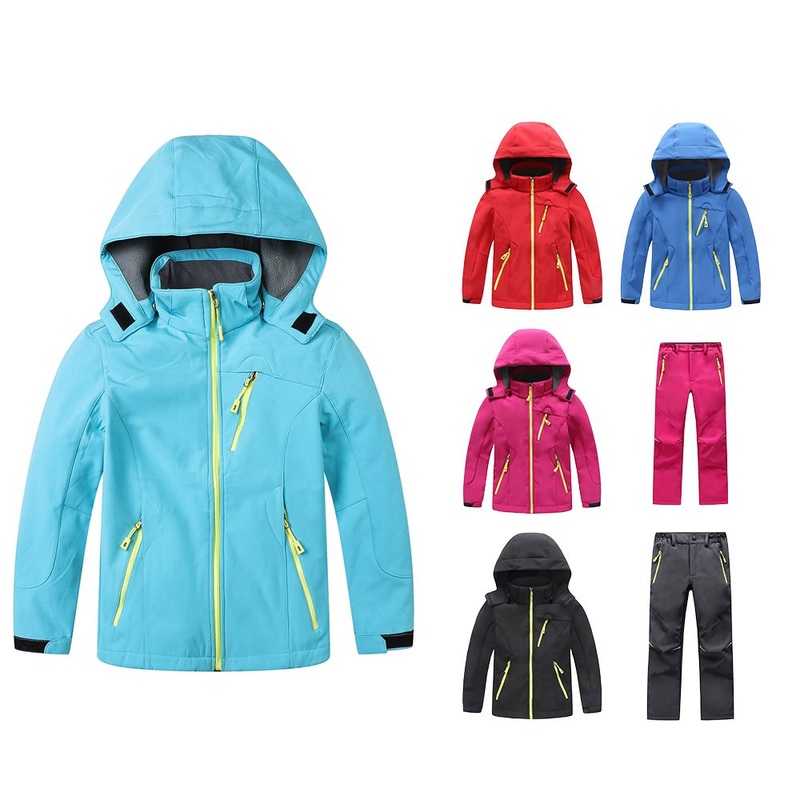 Customized Kids Softshell Windproof Waterproof Breathable Hiking Outdoor Children Jacket and Pants – Climbing/Hiking/Fishing Jacket and Outdoor Tracksuits price