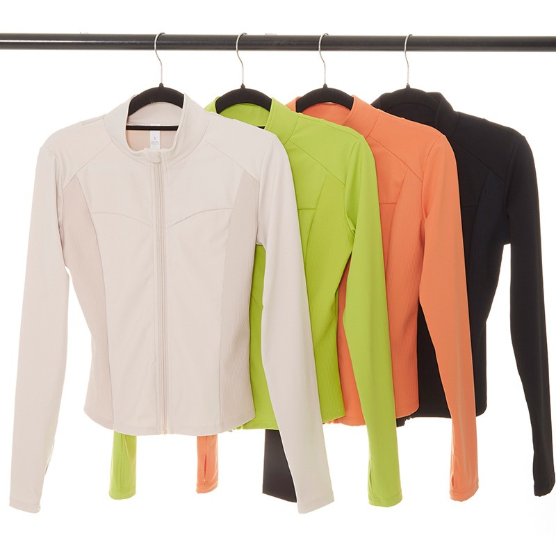 Customized Logo Fitted Athletic Zip Front Sports Top Long Sleeve Splice Yoga Jackets Women – Summer Jackets for Women and Crop Top Jacket for Women price