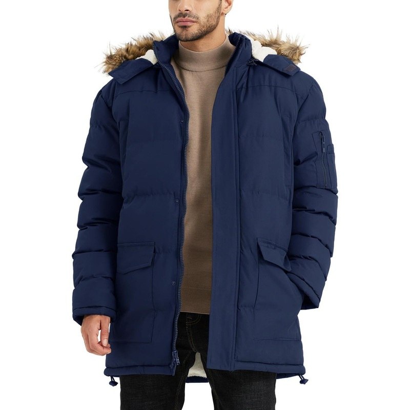 Factory Customized Mens Winter Coats Warm Resistant Jackets Windproof Padded Puffy Coat with Removable Fur Hood – Jacket and Puffer Jacket price