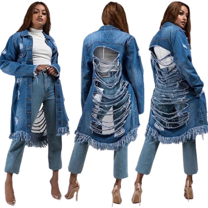 Fashionable Summer Women Denim Broken Hole Jacket – Womens Casual Jacket and Cowgirl Jacket price