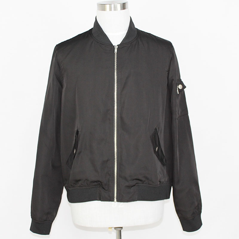 Mens Outerwear Black Poly Windbreaker Sports Casual Zipper Pocket Fashion Bomber Jacket – Men Jacket and Bomber Jacket price