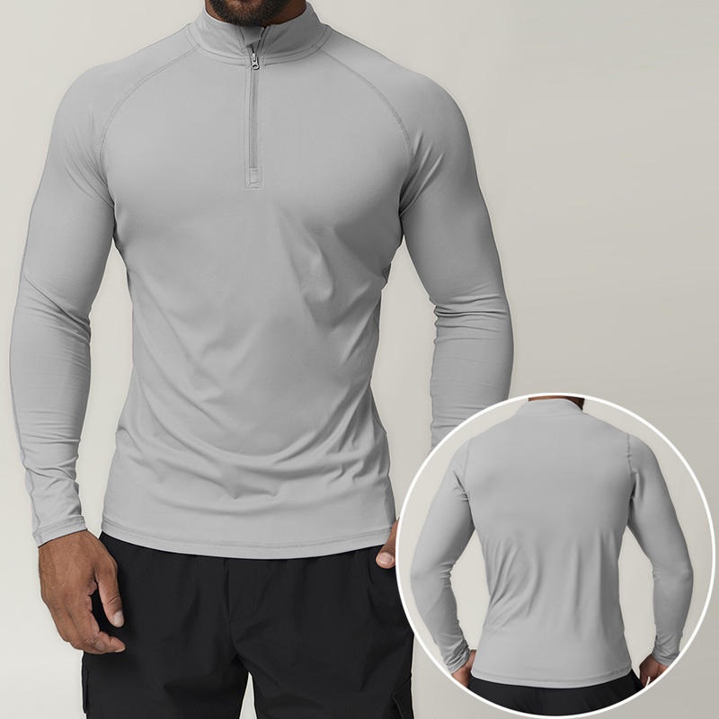 Mens Sports Long-Sleeved T-Shirt Quick-Drying Fitness Quarter Zipper Running Top – Quarter Zipper Jacket and Quarter Zip Jacket price