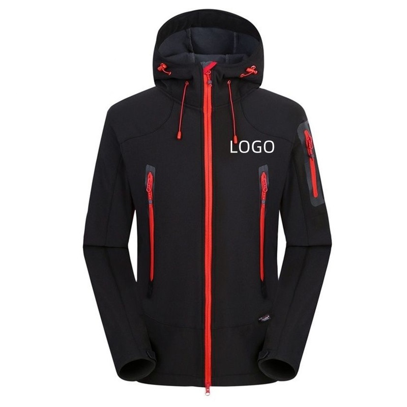 OEM Custom Logo Black Breathable Soft Shell Waterproof Polyester Spandex Detachable Hooded Tactical Coat Winter Ski Outdoor Casual Softshell Windbreaker Jacket – Softshell Jacket and Waterproof Jacket price