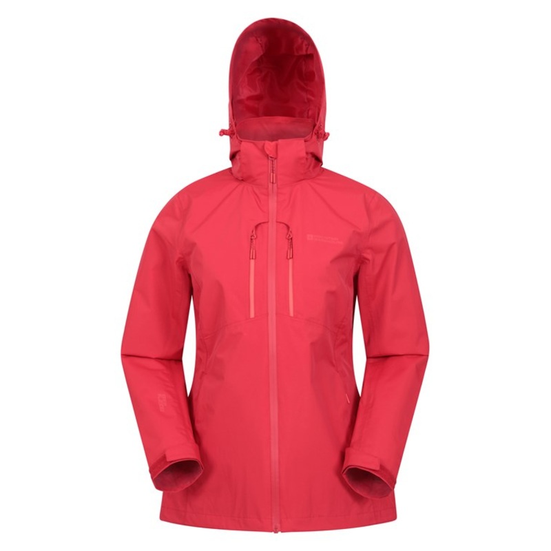 OEM Red Ladies Waterproof Jacket Polyester Windbreaker Women Jacket with Detachable Hood – Jacket and Sports Wear price