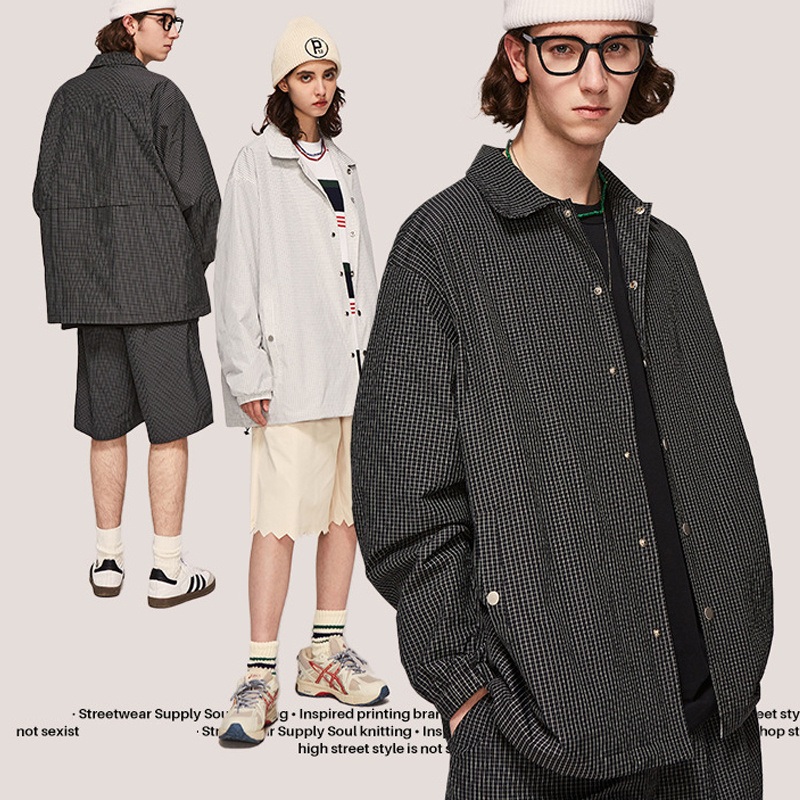Outdoor Lightweight Fashion Design Windproof Top 100%Polyester Wrinkle Plaid Casual Custom Logo Jacket for Men – Custom Jackets and Jackets for Men 2022 price