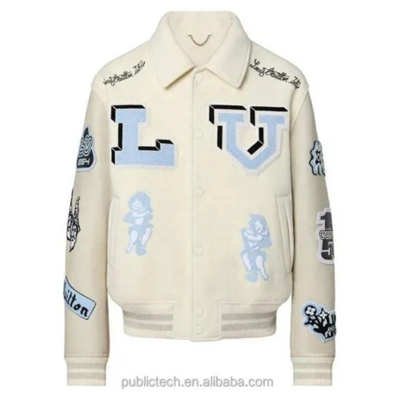 Retro Bomber Jackets White Men Custom Plain Chenille Embroidery 100 Wool Lettermen Varsity Jacket Warm Luxury Replica – Replica Online Store and Mens Jacket price