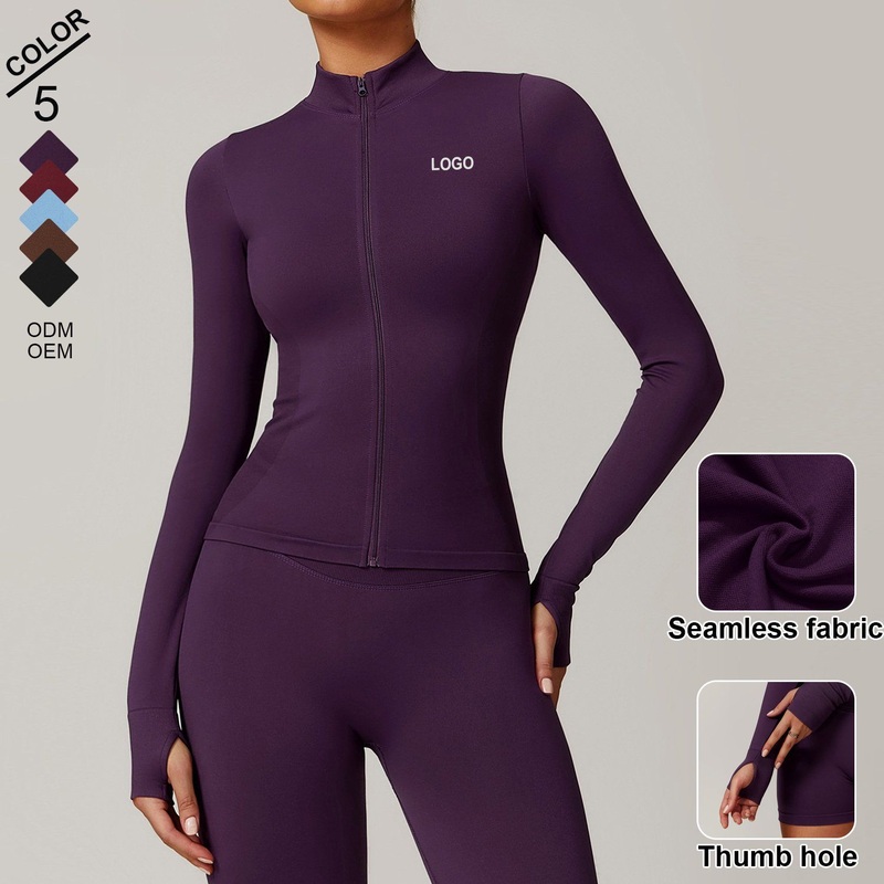 Standing-Collar Zipper Yoga Women Coat Windproof Slim Warm Sports Rrunning Jacket – Women Wear and Gym Wear price