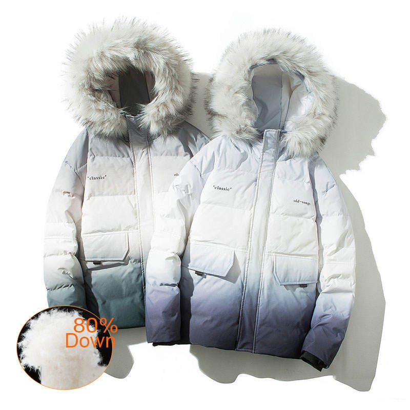 Winter Gradual Color Windbreaker Jackets Coat Outdoor Puffer Duck Goose Down Longer Men Quilted Jacket 100% Polyester Shell – Jacket and Mens Jackets price