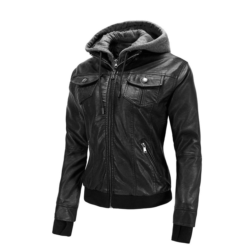 Women PU Leather Jacket Zipper Hoodie Streetwear Casual Custom Factory Supply – Motorcycle Leather Jacket and Faux Leather Jacket price