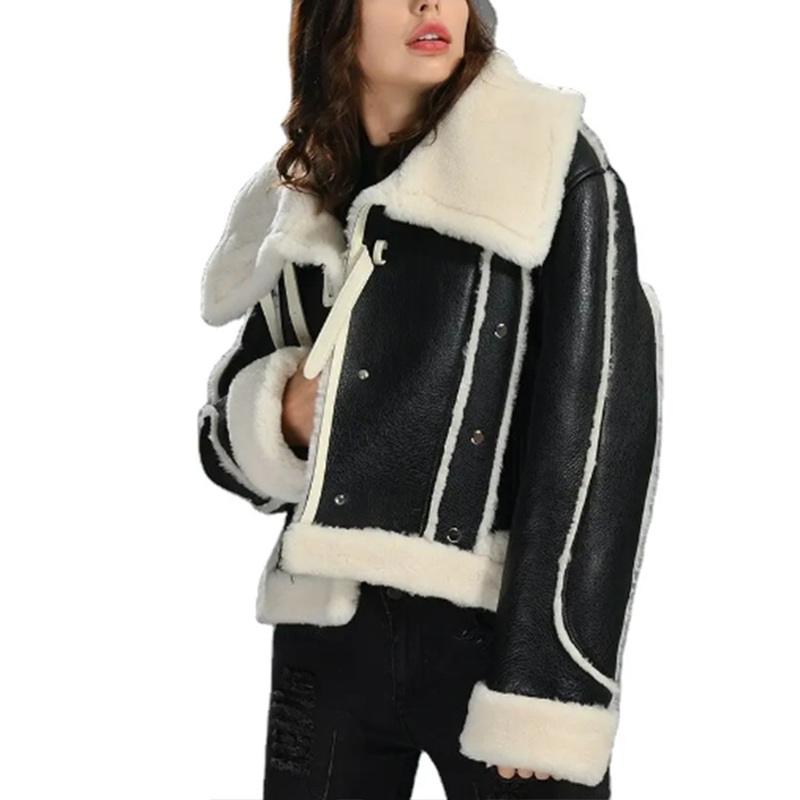 Women Winter Shearling Coat Double Face Sheep Leather Jacket – Breathable Puffer Jacket and Womens Coats price