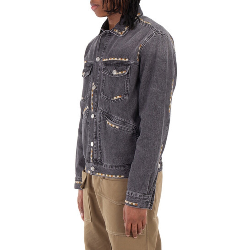 Mens Dark Grey Washed Denim Jacket with Rivet Embellishments – Casual Streetwear Outerwear – Mens Denim Jacket and Rivet Denim Jacket price