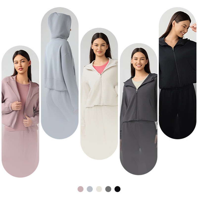 New Arrival Loose Fit Hooded Athletic Jacket with Side Pockets + Adjustable Hem for Lady Soft Plus Size Casual Outerwear Full Zipper Streetwear Coats – Womens Hooded Jacket and Female Hoodie Jacket price