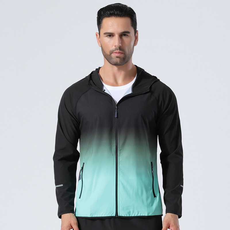 Wholesale Mens Breathable Jacket Men Training Jacket for Running Exercise Graduated Color Custom Fitness Sportswear – Jackets and Jacket price