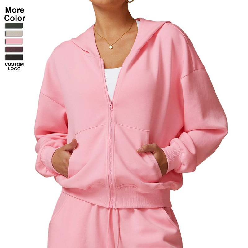 Wholesale Sports Hoodie Solid-Color Casual Fashion Women Sport Hooded Coat – Yoga and Gym price