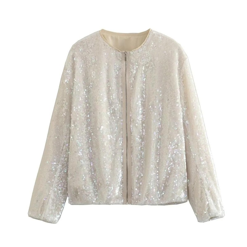 Womens Sequin Shiny Long Sleeve Front Zipper Blazer Bomber Jacket – Women Sequin Jacket and Jazz Sequin Jacket price