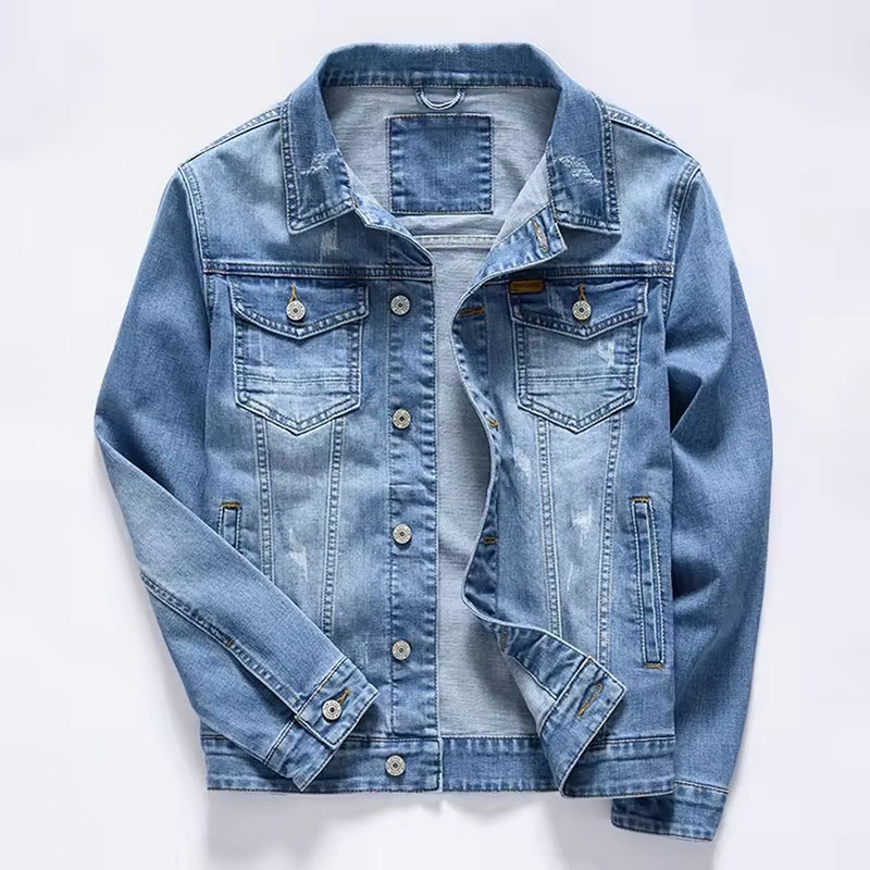Custom Designed Light Blue Slim-Fit Denim Jacket for Casual Streetwear – Over Denim Jacket and Casual Streetwear Coats price