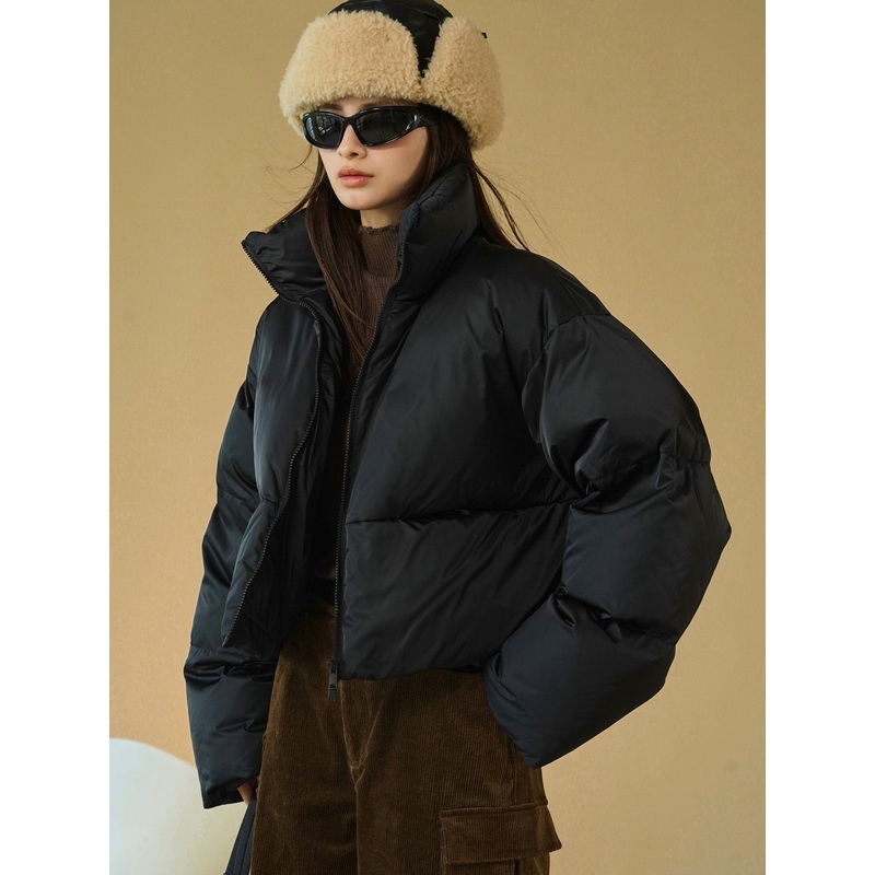 Custom Down Coat Women Face Trend Hooded Short Jackets Outdoor Thick Winter Bomber Shiny Puffer Jacket for Women – Short Jacket and Winter Jacket price