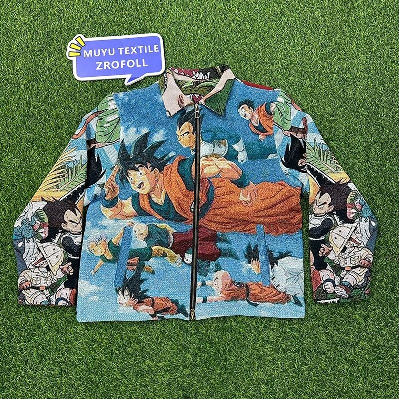 Custom Hip Hop Tapestry Zip up Man Jacket with Dragon Z Ball Tapestry Jackets Custom – Custom Dragon Z Ball Jacket and Down Collar Jacket price