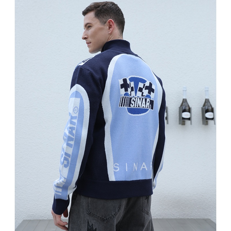 Custom Logo Graphic Zip-up Motorcycle Jumper for Men – Custom Logo Sweater and Winter Casual Knitwear price