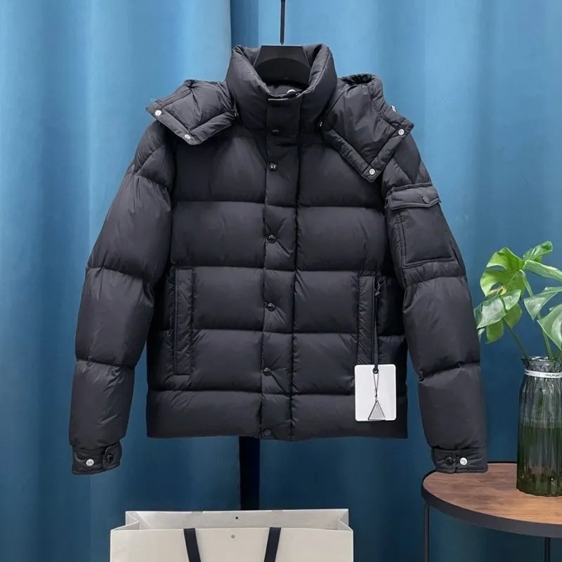 Top Quality Mens Luxurious Winter Warm Windproof Jacket in Black Simple and Classic Embroidery Style with Hat and Down Jacket – Parka Down Jacket Winter Wear and Goosewinter Down Jacket Hooded Coat price