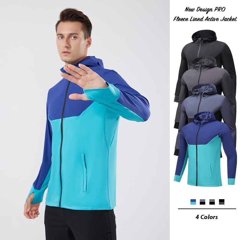 Wholesale Casual Mens Patchwork Hooded Athletic Fleece Lined Jacket with Full Zipper, Essential Long Sleeve Hooded Jacked with Thumb Holes + Zipper Pocket – Hoodie Jacket for Men and Hoodies and Jackets price