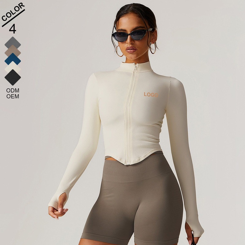 Wholesale Sports & Fitness Wear for Women Zipper Design Long-Sleeve Jacket – Women Wear and Gym Wear price