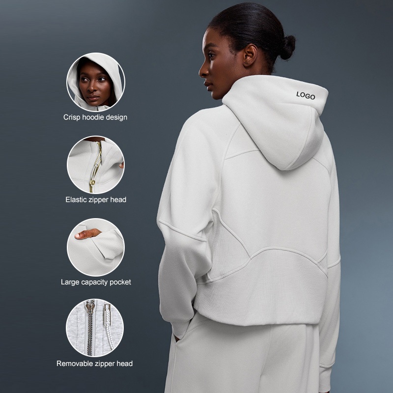 Womens Hooded Cardigan Sweatshirt with Fleece and Warm Zipper Jacket Loose Casual Sports Top – Yoga Top and Hoodie price