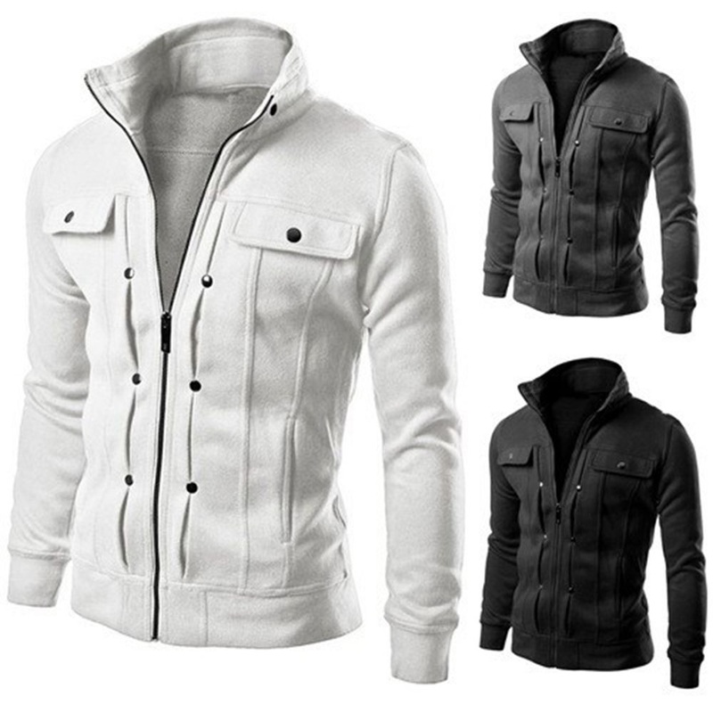 220GSM Custom 100% Polyester Mens Casual Slim Stand-up Collar Zipper Cardigan Jacket – 220GSM 100% Polyester Jacket and Mens Slim Stand-up Jacket price