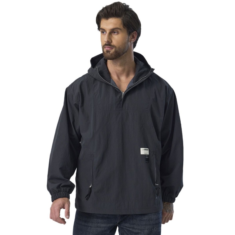 Custom 1/4 Zip Hooded Windbreaker Polyester Outdoor Casual Jackets for Men – 1/4 Zip Hooded Windbreaker and Men Outdoor Casual Jackets price