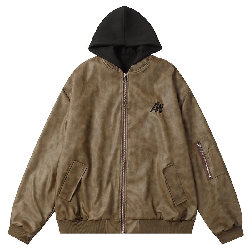 Custom Ladys PU Bomber Jacket with Hoody and Embroidery – Lady Jacket and Casual Jacket price