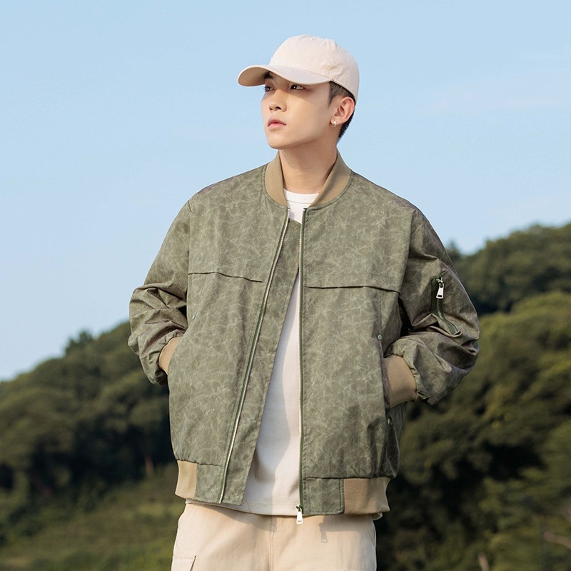 Leisure Camo Design Windproof Mens Bomber Jacket Long Sleeve Coats Outwear Loose Fit Athletic Baseball Jacket with Multiple Pockets for Men – Windproof Baseball Jacket for Men and Mens Outdoor Baseball Jacket price